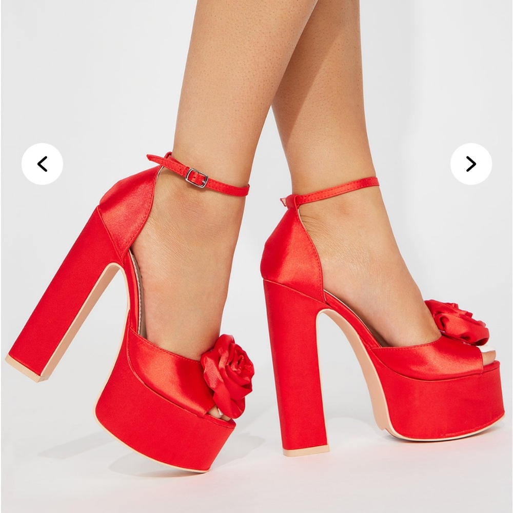 Fashion Nova Bold Red Satin Heels